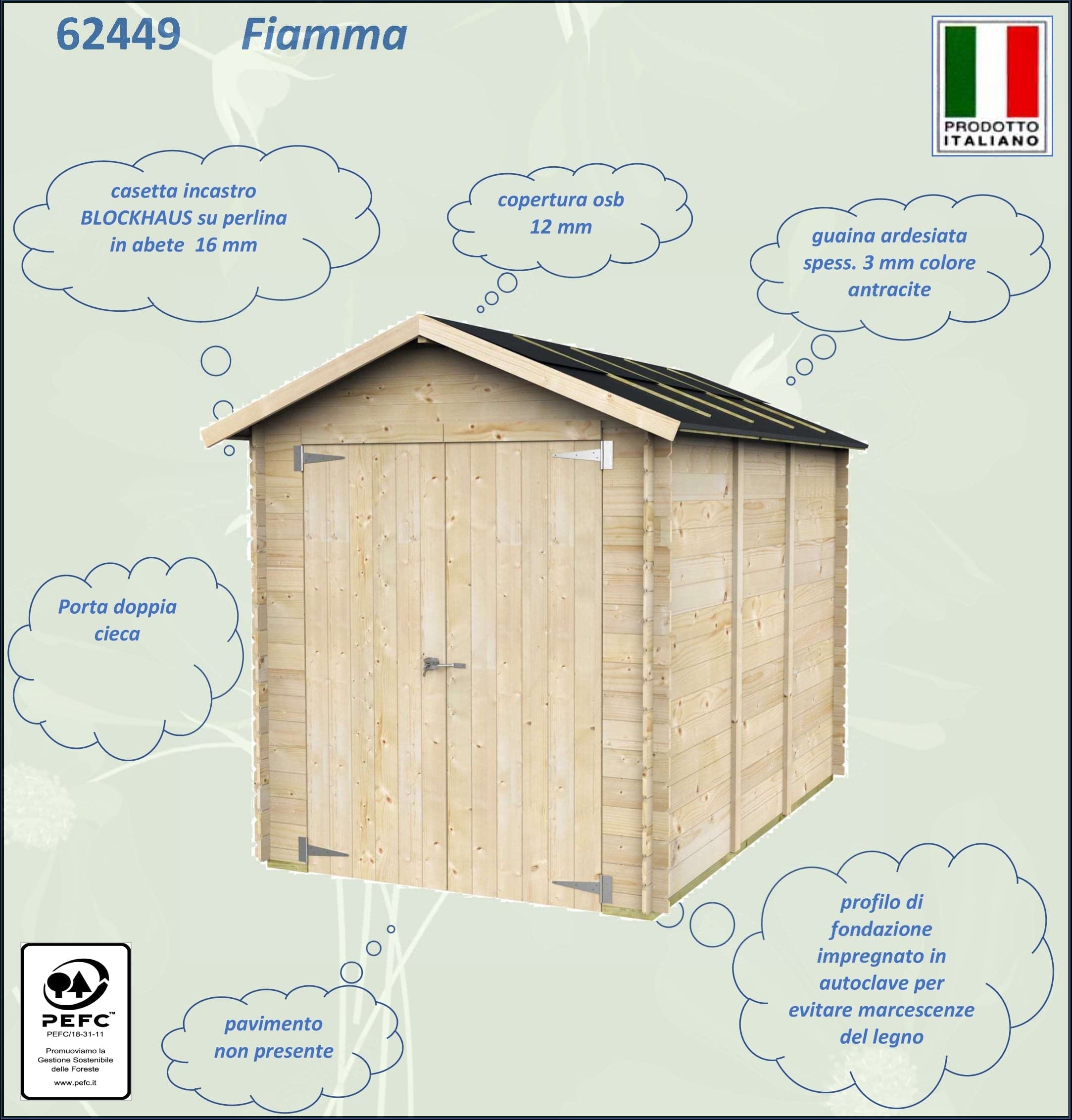 Casetta in legno deposito per stoccaggio 2 bancali di pellets "Made in Italy"  178 x 273 x h 226 cm Giardino e giardinaggio/Organizzazione esterni e alloggiamento/Capanni La Zappa - Altamura, Commerciovirtuoso.it