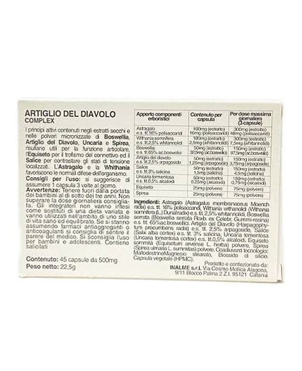 Artiglio del diavolo complex 45 caps. con Boswellia, Uncaria, Astragalo per la funzione articolare dolori dona sollievo in Curcuma AlBio Sicily - Misilmeri, commercioVirtuoso.it