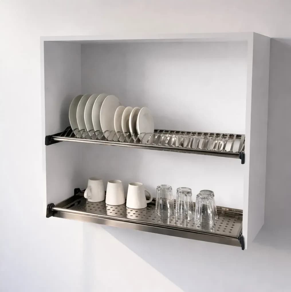 Pensile Scolapiatti Cucina con Ante in Legno Nobilitato Bianco Altezza 72 cm in prodotto Calandrelli - Napoli, commercioVirtuoso.it