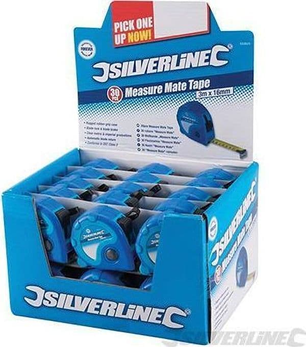 Silverline metro flessibile 30 pezzi + espositore 5 m x 19 mm alta qualità