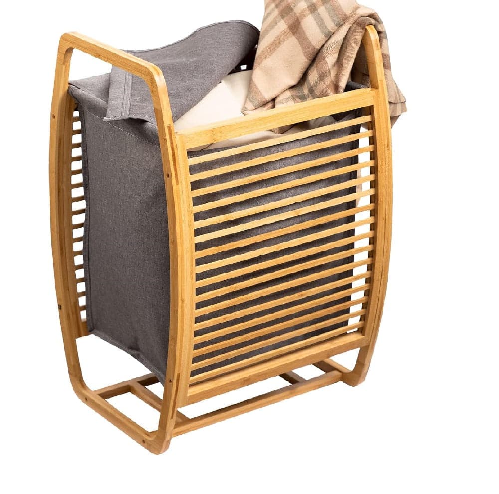 Porta Biancheria in Legno Bambù Sacco Tessuto Estraibile 40x35 H 61cm Grigio in Ceste per la biancheria Danyx - Casoria, commercioVirtuoso.it