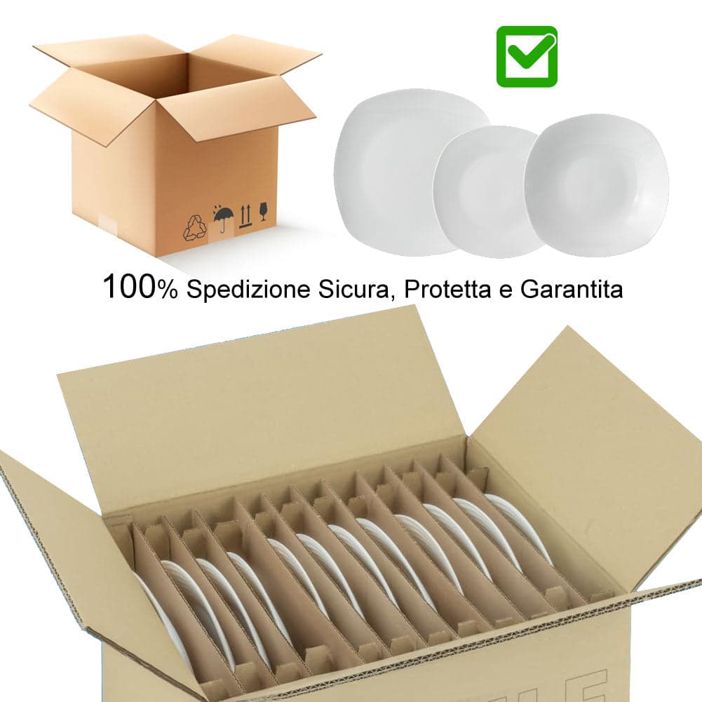 Servizio Piatti 18 pezzi Porcellana Bianca Squadrati per 6 Persone in Servizi di piatti Danyx - Casoria, commercioVirtuoso.it