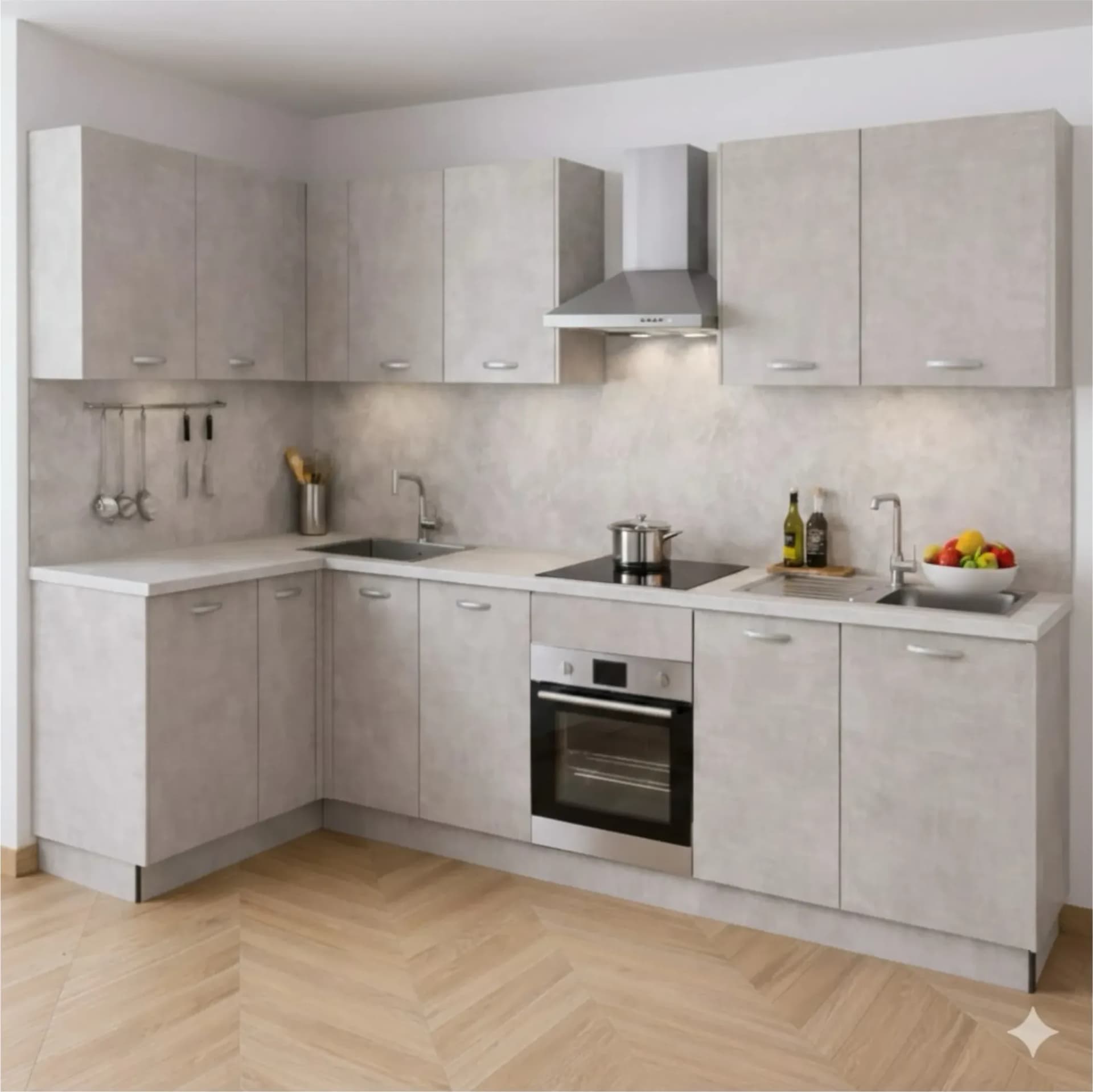 Pensile Scolapiatti Cucina con Ante in Legno Nobilitato Cemento Altezza 90 cm in prodotto Calandrelli - Napoli, commercioVirtuoso.it
