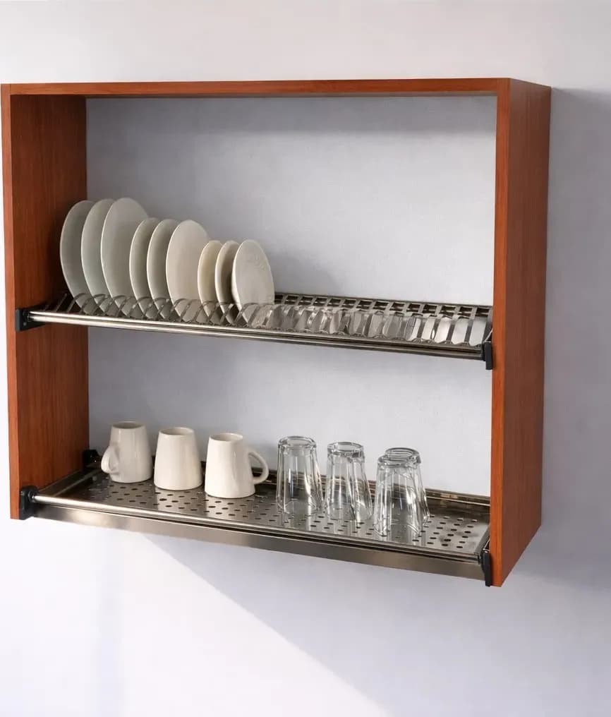 Pensile Scolapiatti Cucina con Ante in Legno Nobilitato Ciliegio Altezza 72 cm in prodotto Calandrelli - Napoli, commercioVirtuoso.it