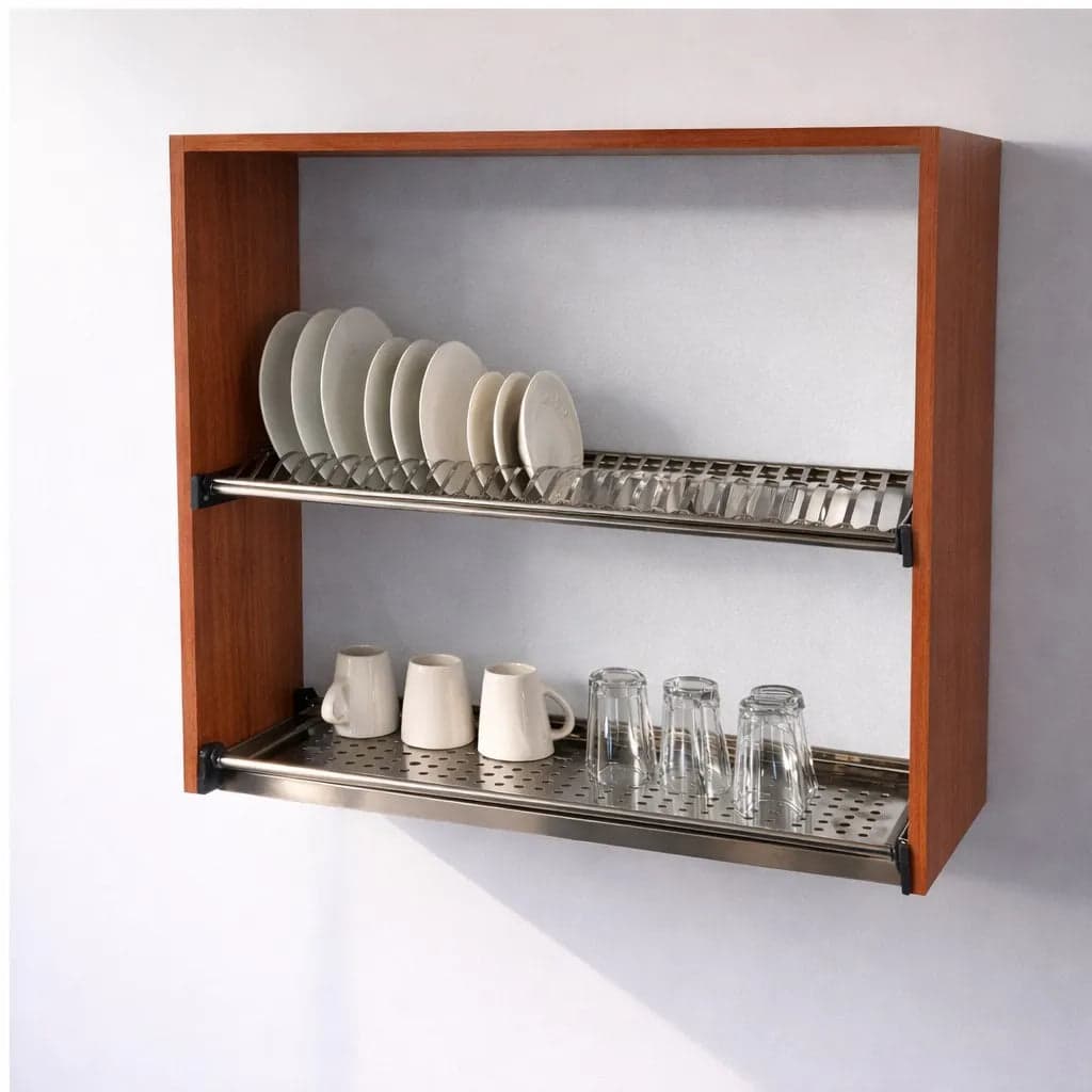 Pensile Scolapiatti Cucina con Ante in Legno Nobilitato Ciliegio Altezza 72 cm in prodotto Calandrelli - Napoli, commercioVirtuoso.it