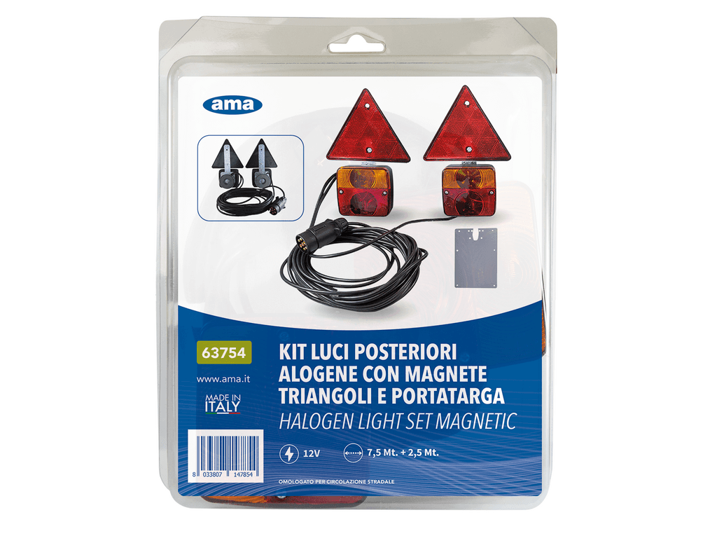Kit luci posteriori magnetico 12 V con triangoli Confezione da 1pz in Blocchi fari posteriori GardenStore - Novellara, commercioVirtuoso.it