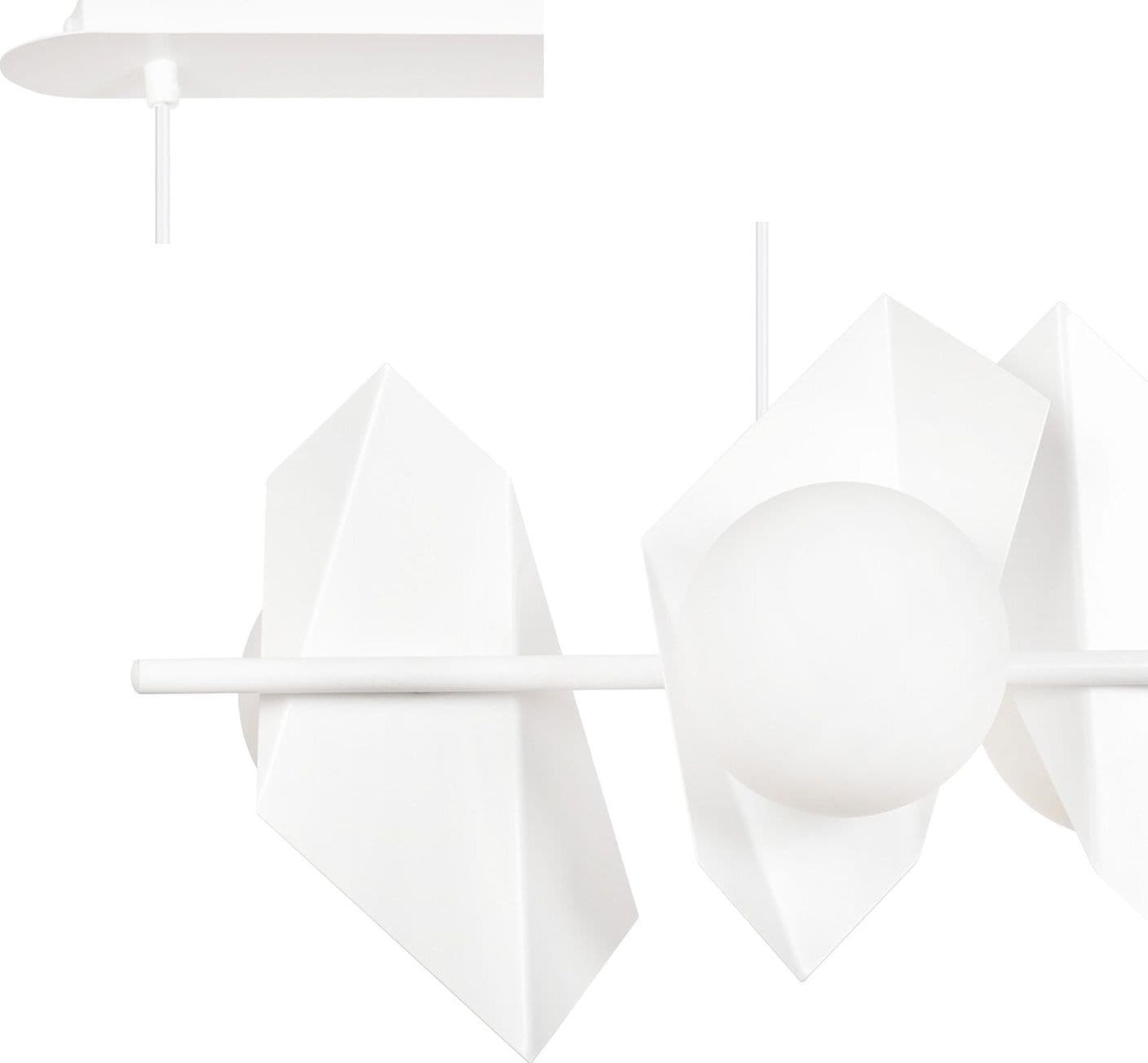 Lampadario 4 Luci Moderno Drifton In Acciaio Bianco E Sfere Vetro Opalino in Lampade a sospensione LuceArt - Montecorvino Pugliano, commercioVirtuoso.it