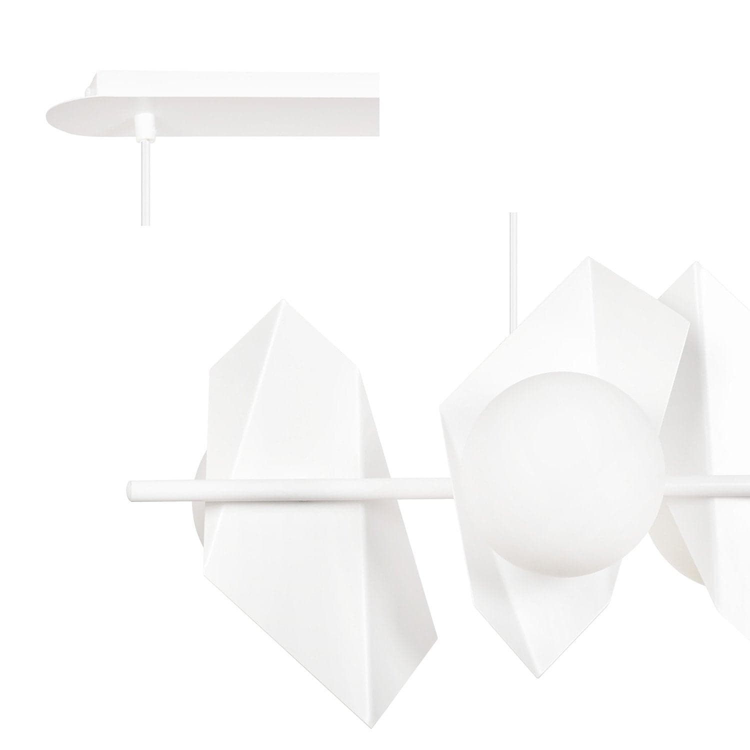 Lampadario 4 Luci Moderno Drifton In Acciaio Bianco E Sfere Vetro Opalino in Lampade a sospensione LuceArt - Montecorvino Pugliano, commercioVirtuoso.it