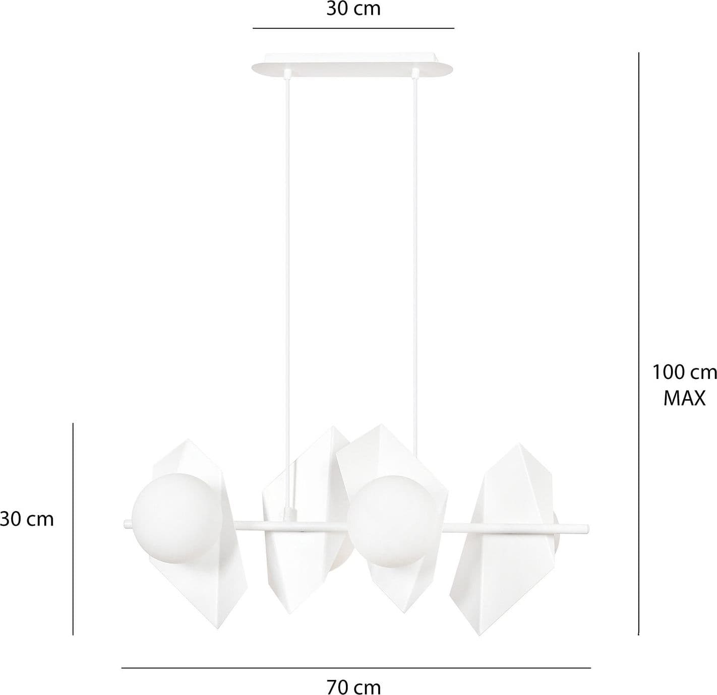 Lampadario 4 Luci Moderno Drifton In Acciaio Bianco E Sfere Vetro Opalino in Lampade a sospensione LuceArt - Montecorvino Pugliano, commercioVirtuoso.it