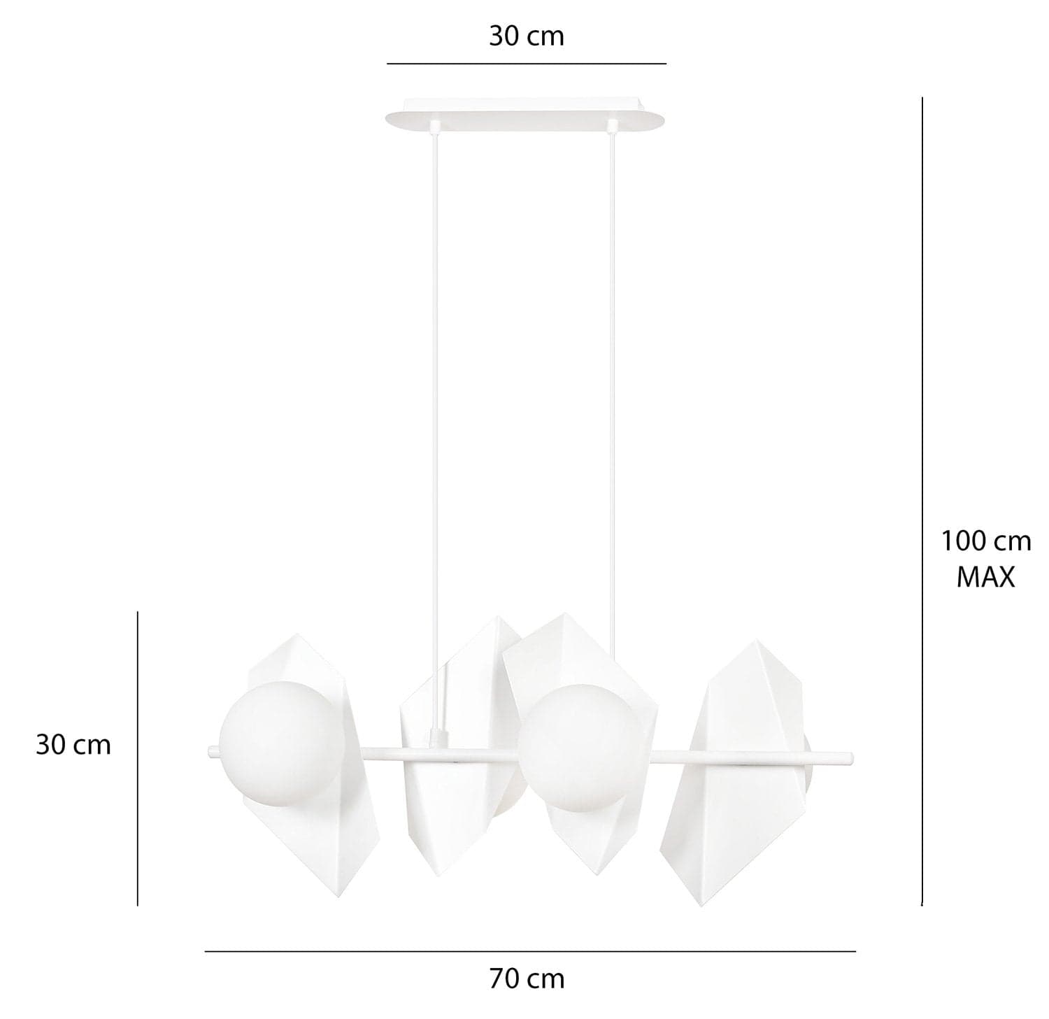 Lampadario 4 Luci Moderno Drifton In Acciaio Bianco E Sfere Vetro Opalino in Lampade a sospensione LuceArt - Montecorvino Pugliano, commercioVirtuoso.it