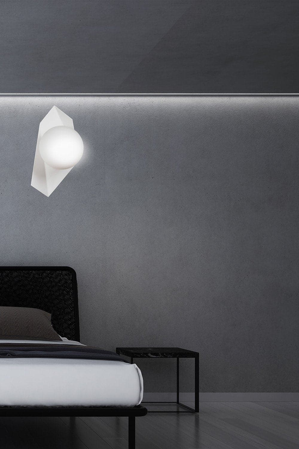 Applique Moderna 1 Luce Drifton In Acciaio Bianco E Sfera Vetro Opalino in Applique LuceArt - Montecorvino Pugliano, commercioVirtuoso.it