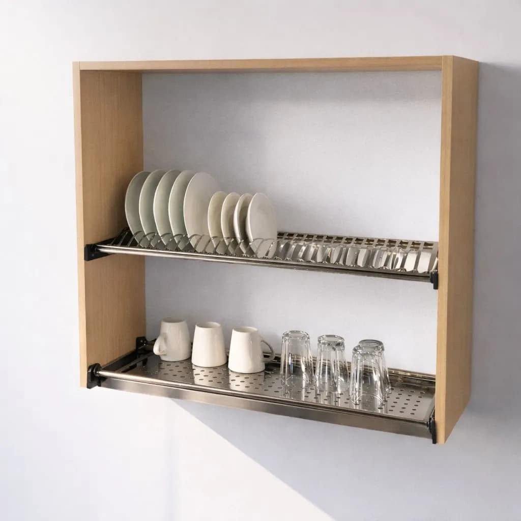 Pensile Scolapiatti Cucina con Ante in Legno Nobilitato Faggio Altezza 72 cm in prodotto Calandrelli - Napoli, commercioVirtuoso.it