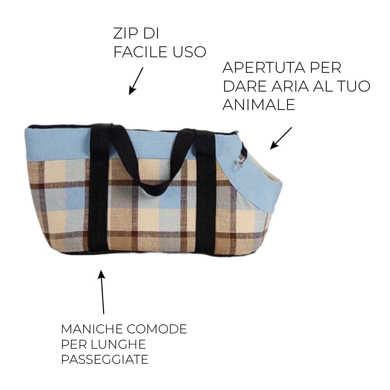 Trasportino Animali Stoffa Morbida con Cerniera e Maniglia 40x28x39 cm Blu in Borse Danyx - Casoria, commercioVirtuoso.it