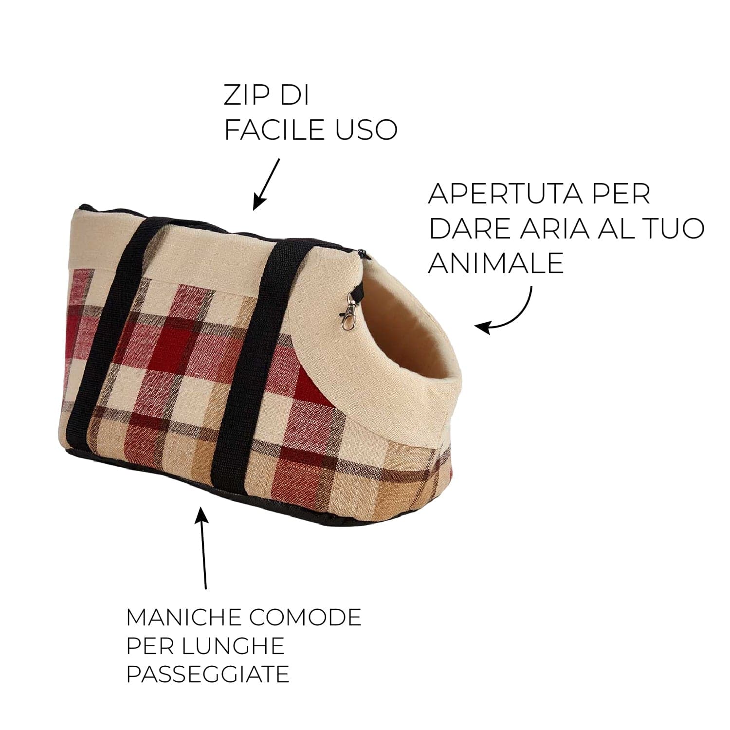 Trasportino Animali Stoffa Morbida con Cerniera e Tracolla 40x28 H 39 cm Beige in Borse Danyx - Casoria, commercioVirtuoso.it