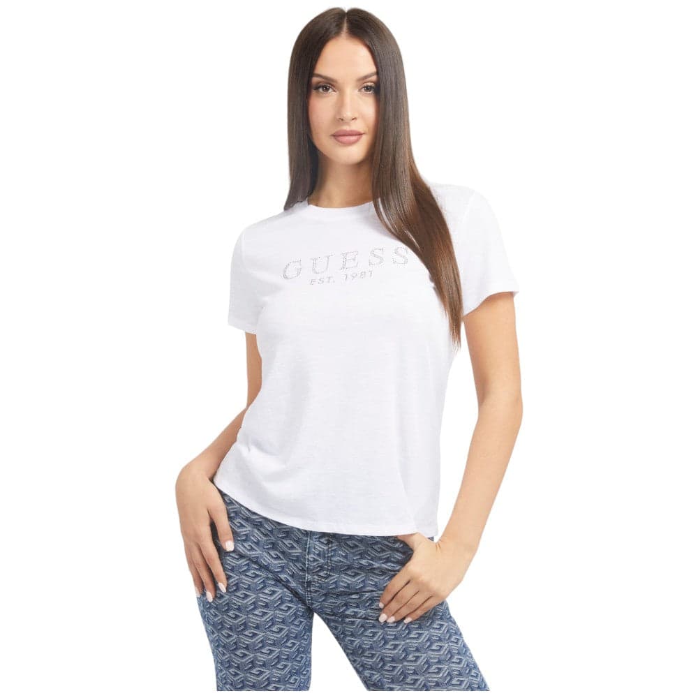 Guess t-shirt bianca logo Guess 1981 Cristal W3GI76 K8G01