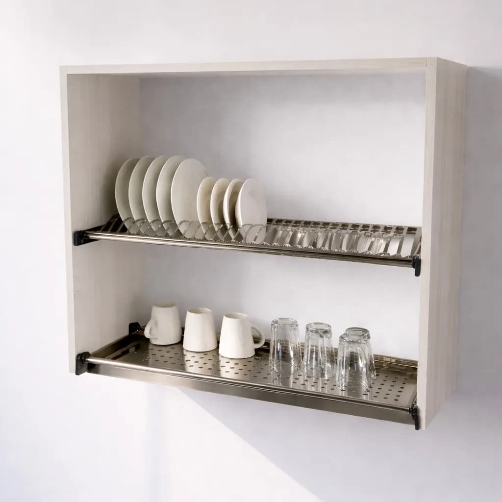Pensile Scolapiatti Cucina con Ante in Legno Nobilitato Larice Bianco Altezza 72 cm in prodotto Calandrelli - Napoli, commercioVirtuoso.it