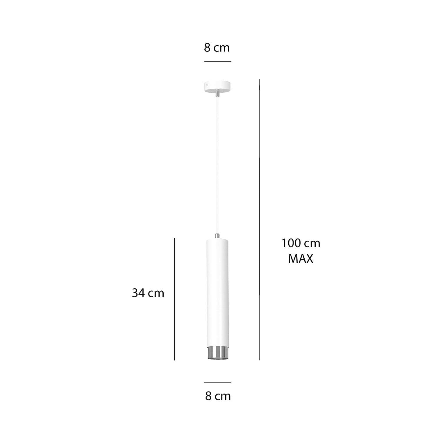 Sospensione 1 Luce Kibo In Acciaio Bianco Con Tubolare In Bianco E Cromo in Lampade a sospensione LuceArt - Montecorvino Pugliano, commercioVirtuoso.it