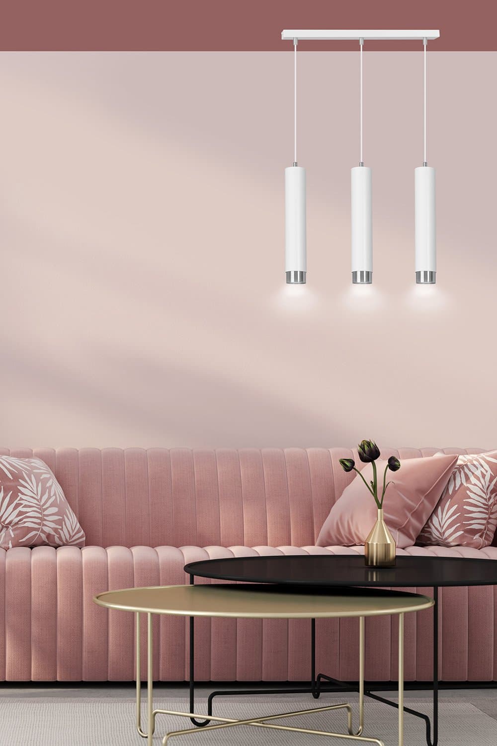 Lampadario 3 Luci Kibo In Acciaio Bianco E Tubolari In Bianco E Cromo in Lampade a sospensione LuceArt - Montecorvino Pugliano, commercioVirtuoso.it