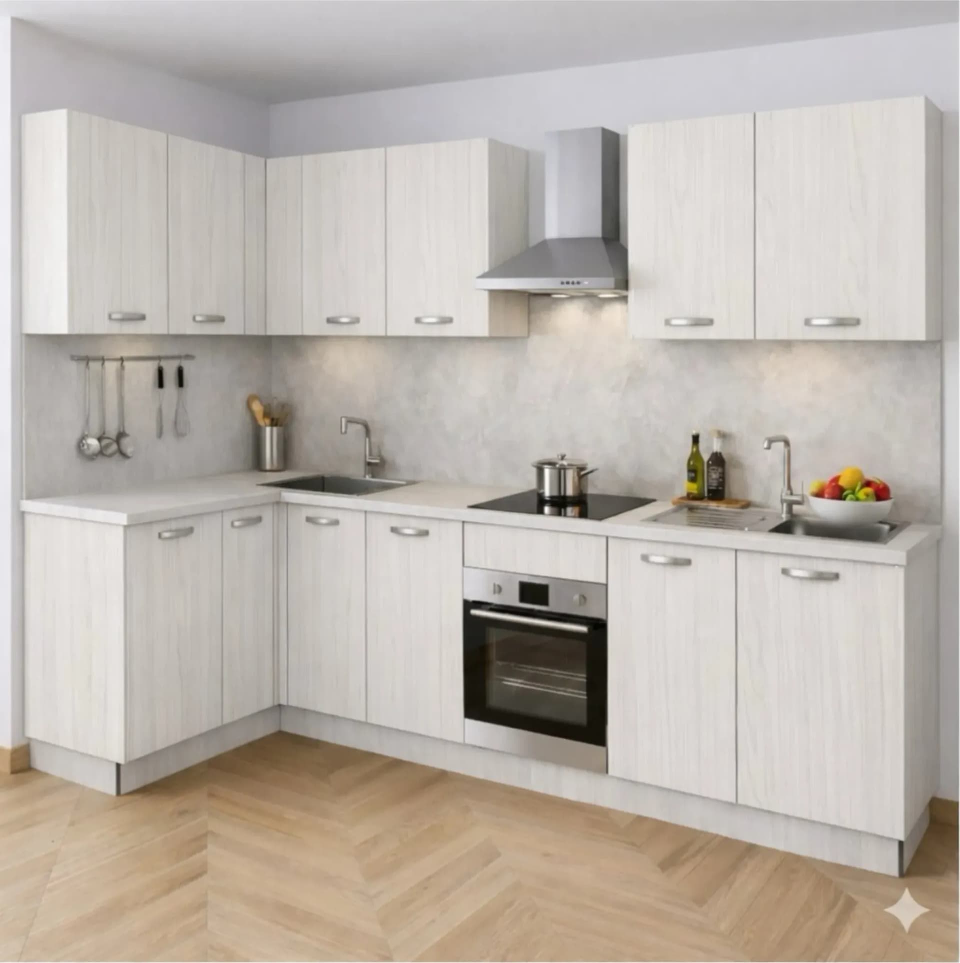 Pensile Scolapiatti Cucina con Ante in Legno Nobilitato Larice Bianco Altezza 90 cm in prodotto Calandrelli - Napoli, commercioVirtuoso.it