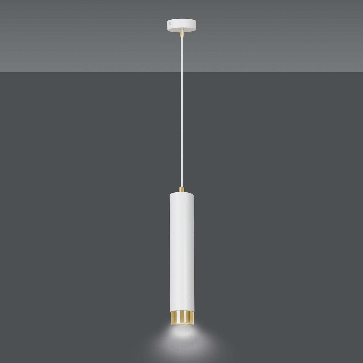 Sospensione 1 Luce Kibo In Acciaio Bianco Con Tubolare In Bianco E Oro in Lampade a sospensione LuceArt - Montecorvino Pugliano, commercioVirtuoso.it