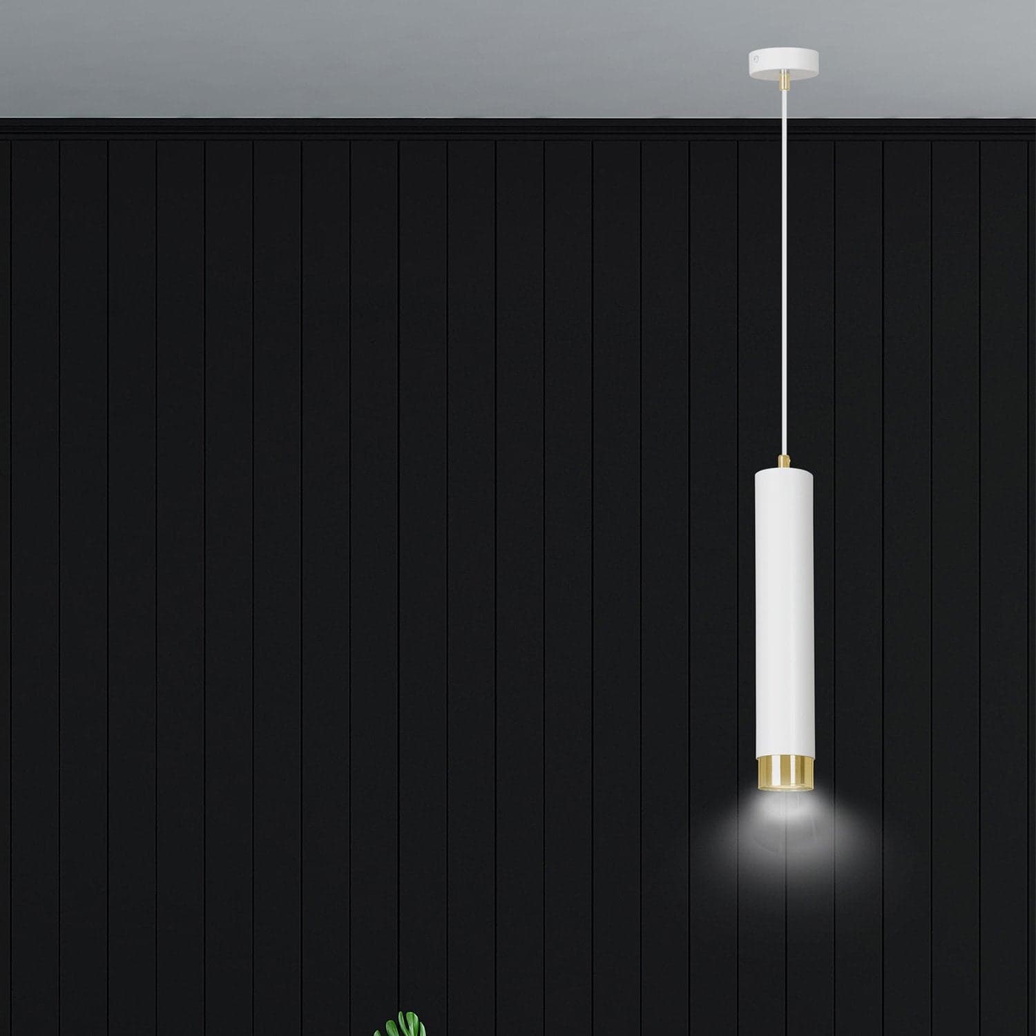 Sospensione 1 Luce Kibo In Acciaio Bianco Con Tubolare In Bianco E Oro in Lampade a sospensione LuceArt - Montecorvino Pugliano, commercioVirtuoso.it