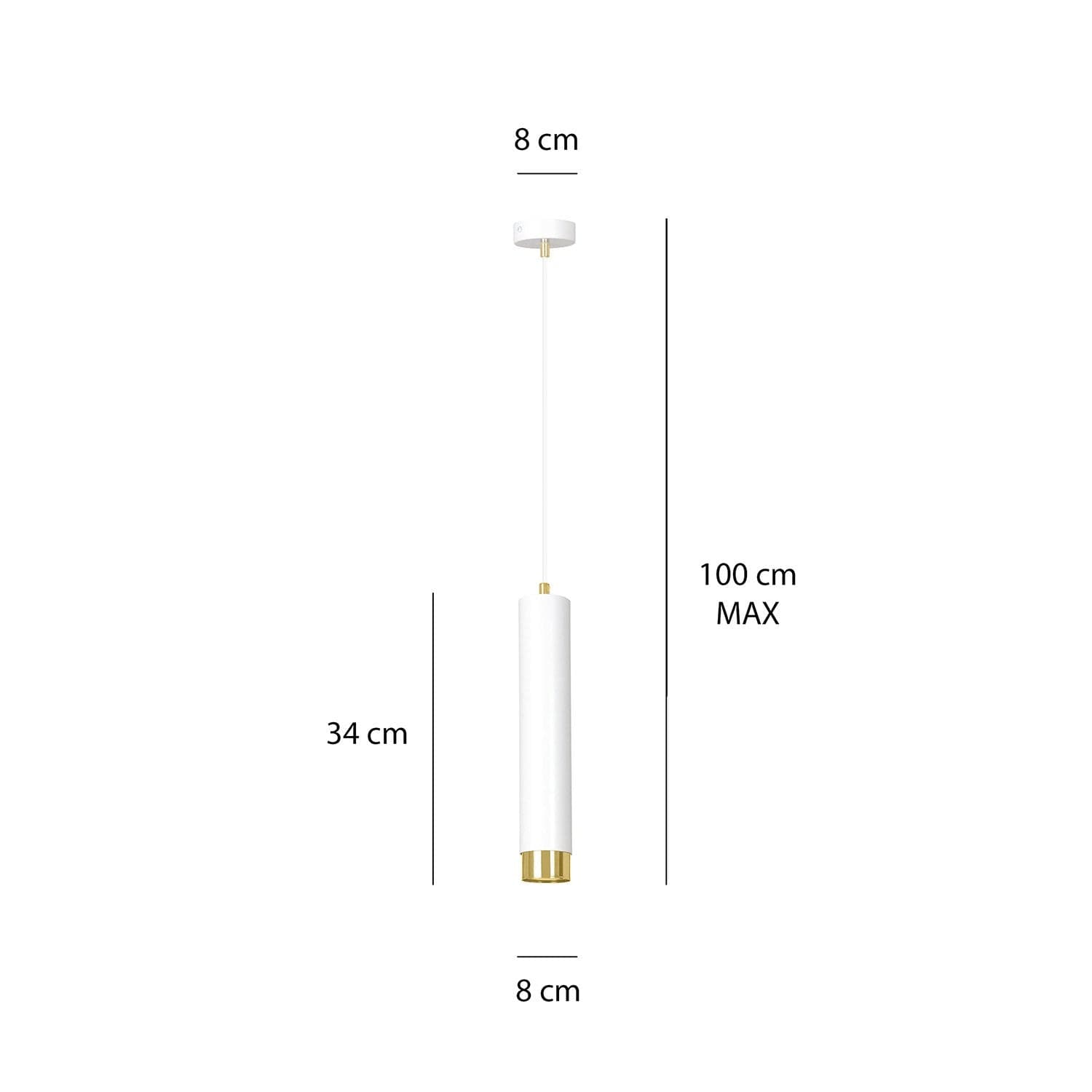 Sospensione 1 Luce Kibo In Acciaio Bianco Con Tubolare In Bianco E Oro in Lampade a sospensione LuceArt - Montecorvino Pugliano, commercioVirtuoso.it