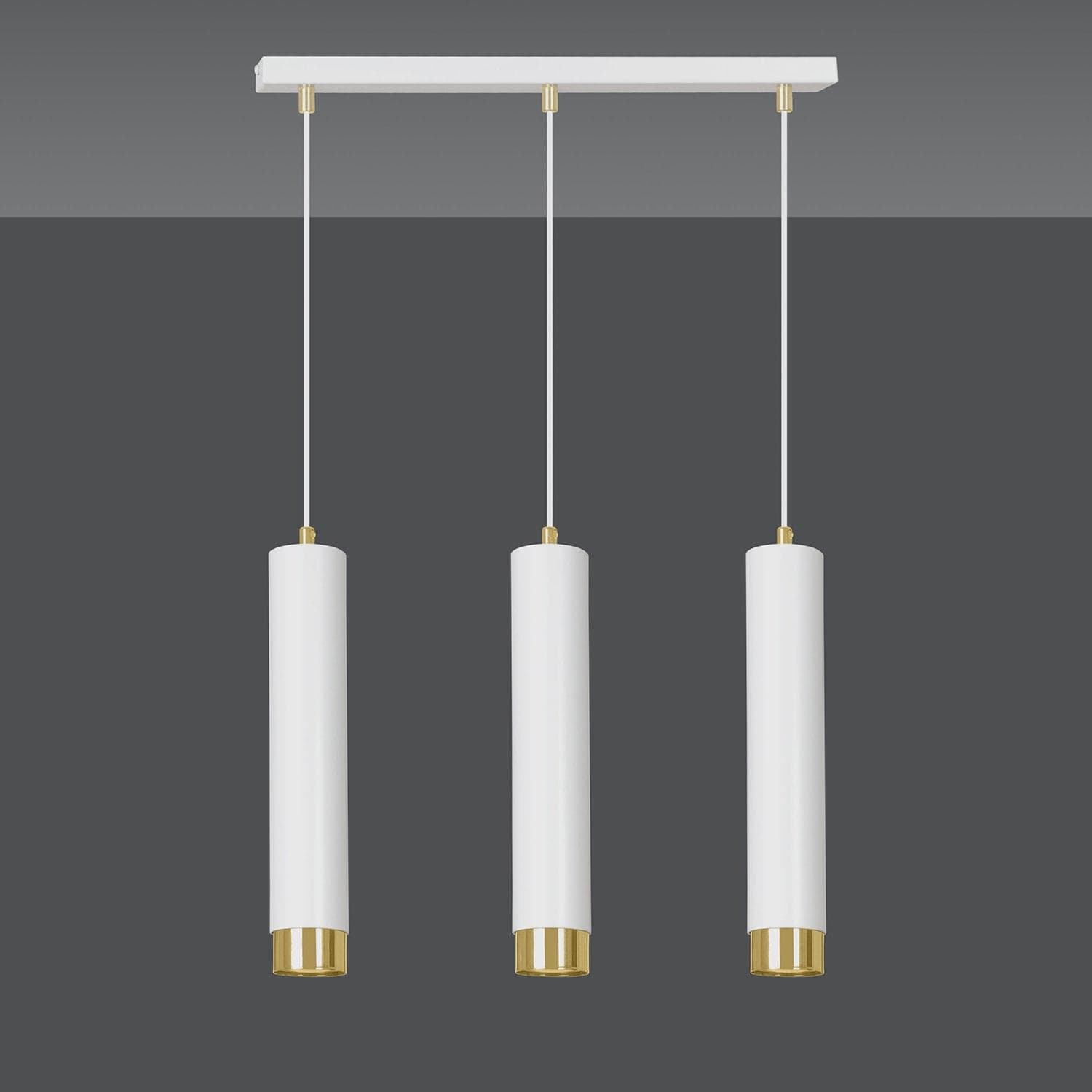 Lampadario 3 Luci Kibo In Acciaio Bianco E Tubolari In Bianco E Oro in Lampadari LuceArt - Montecorvino Pugliano, commercioVirtuoso.it