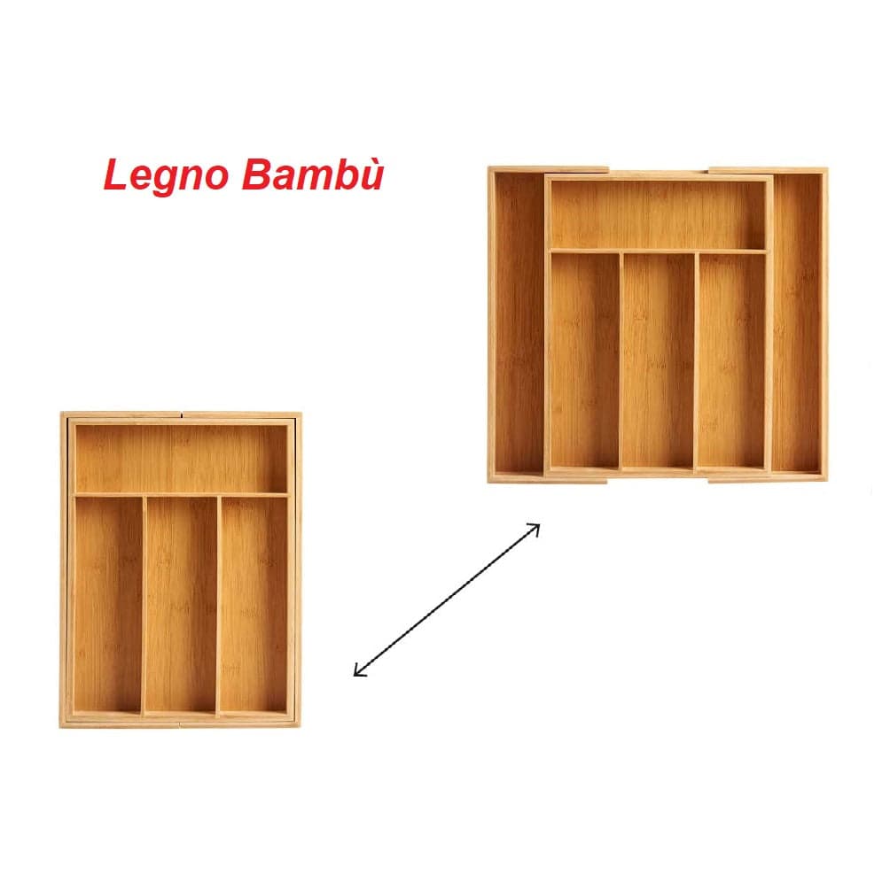 Porta Posate in Legno Bambù Espandibile Regolabile 6spazi Allungabile fino a 41cm in Vassoi portaposate Danyx - Casoria, commercioVirtuoso.it