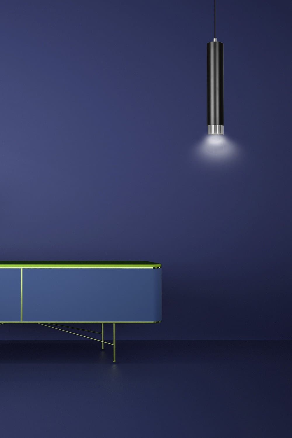 Sospensione 1 Luce Kibo In Acciaio Nero Con Tubolare In Nero E Cromo in Lampade a sospensione LuceArt - Montecorvino Pugliano, commercioVirtuoso.it