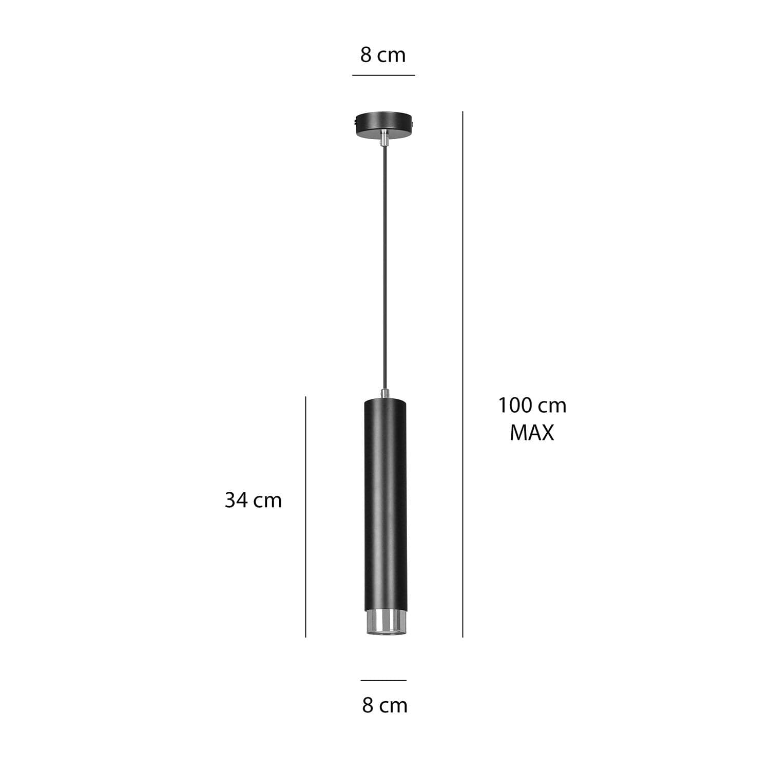 Sospensione 1 Luce Kibo In Acciaio Nero Con Tubolare In Nero E Cromo in Lampade a sospensione LuceArt - Montecorvino Pugliano, commercioVirtuoso.it