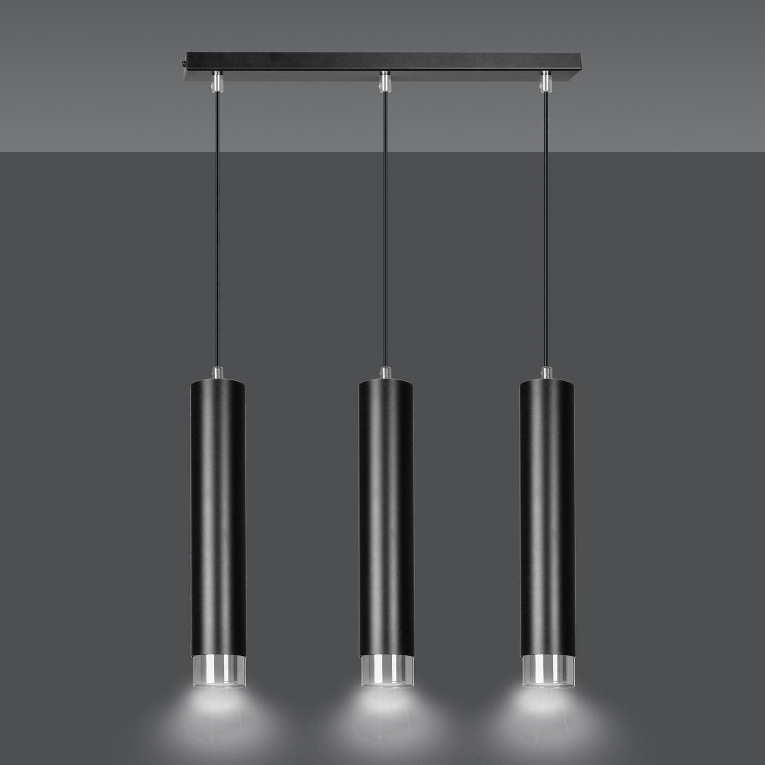 Lampadario 3 Luci Kibo In Acciaio Nero E Tubolari In Nero E Cromo in Lampade a sospensione LuceArt - Montecorvino Pugliano, commercioVirtuoso.it