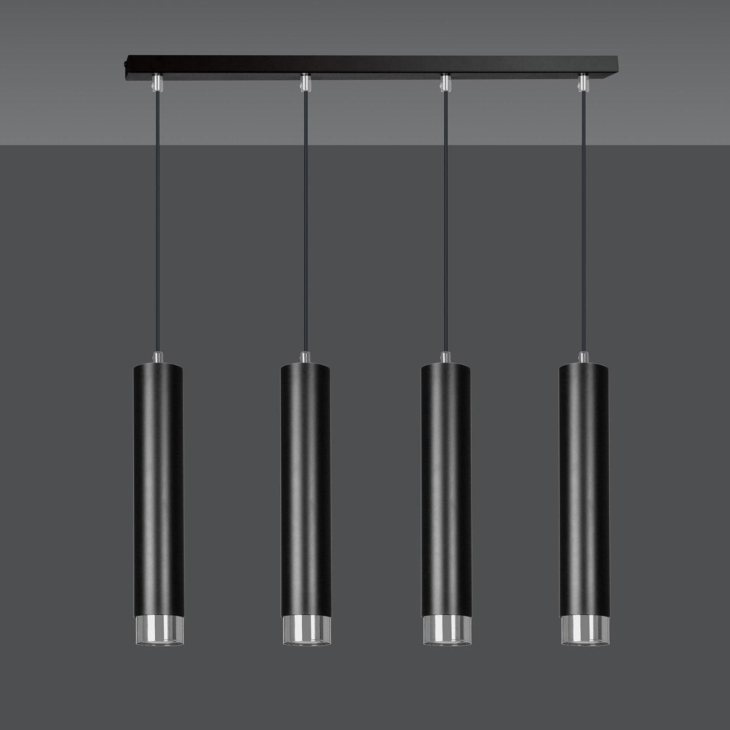 Lampadario 4 Luci Kibo In Acciaio Nero E Tubolari In Nero E Cromo in Lampade a sospensione LuceArt - Montecorvino Pugliano, commercioVirtuoso.it