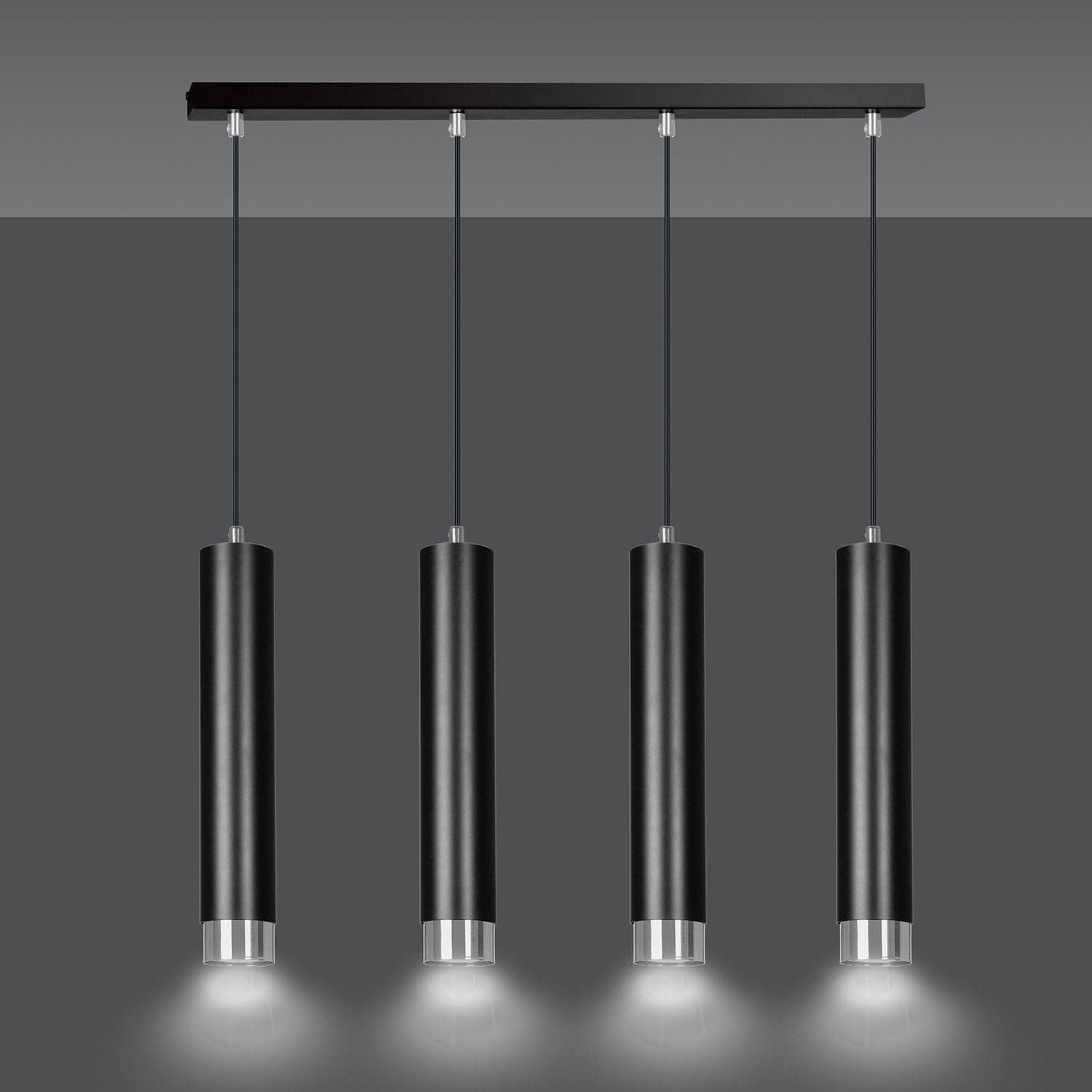 Lampadario 4 Luci Kibo In Acciaio Nero E Tubolari In Nero E Cromo in Lampade a sospensione LuceArt - Montecorvino Pugliano, commercioVirtuoso.it