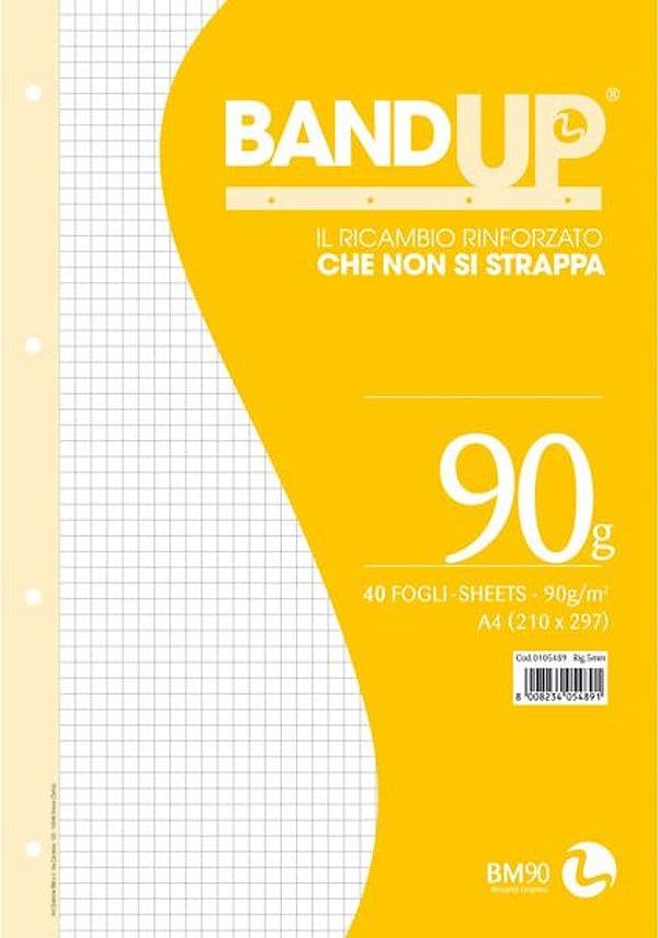 RICAMBI FORATI RINFORZATI BANDUP A4 90gr 40fg 5mm BM