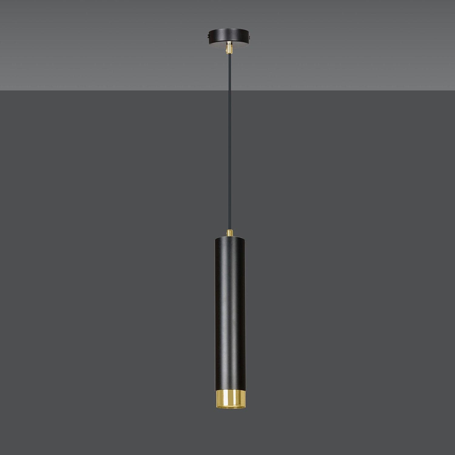 Sospensione 1 Luce Kibo In Acciaio Nero Con Tubolare In Nero E Oro in Lampade a sospensione LuceArt - Montecorvino Pugliano, commercioVirtuoso.it