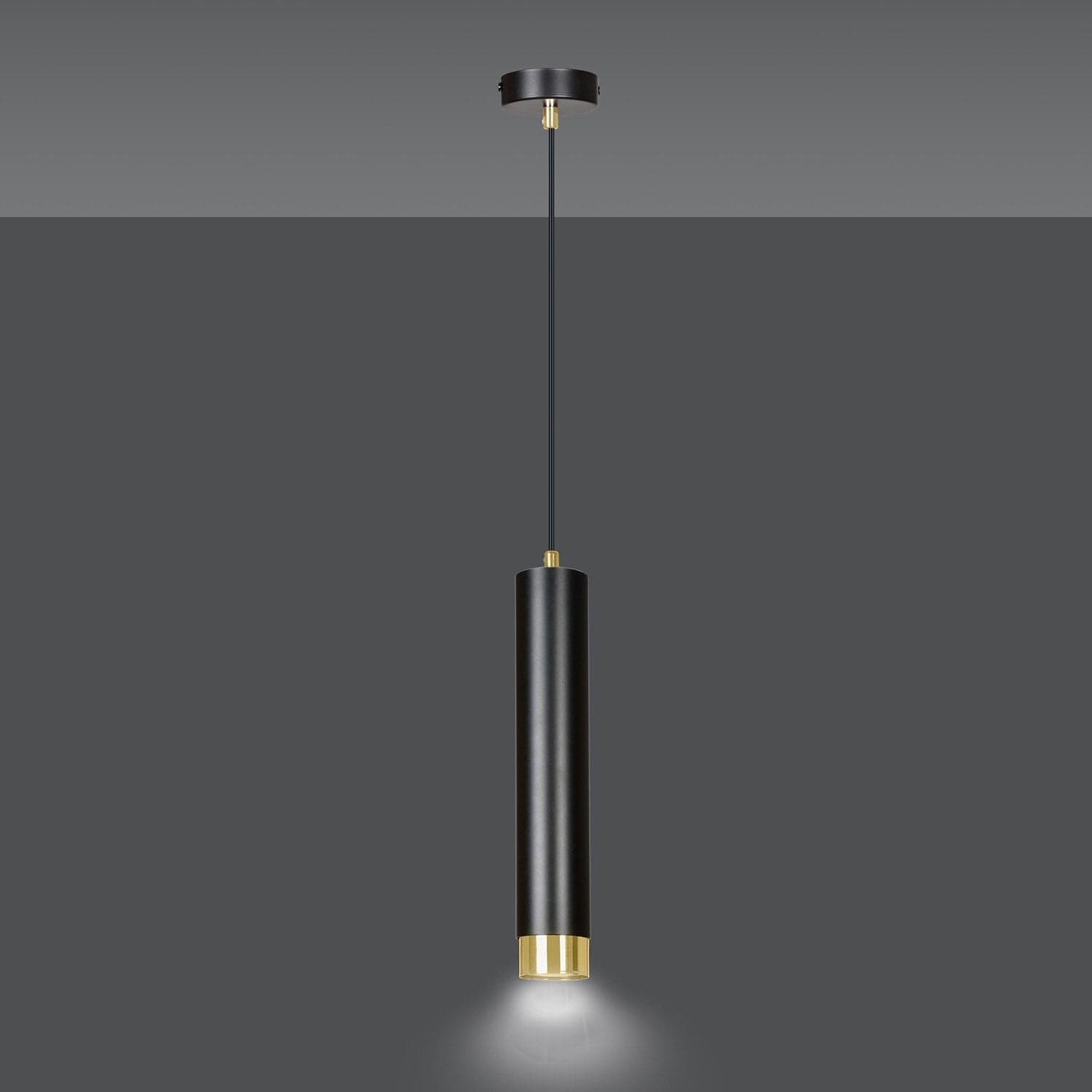 Sospensione 1 Luce Kibo In Acciaio Nero Con Tubolare In Nero E Oro in Lampade a sospensione LuceArt - Montecorvino Pugliano, commercioVirtuoso.it