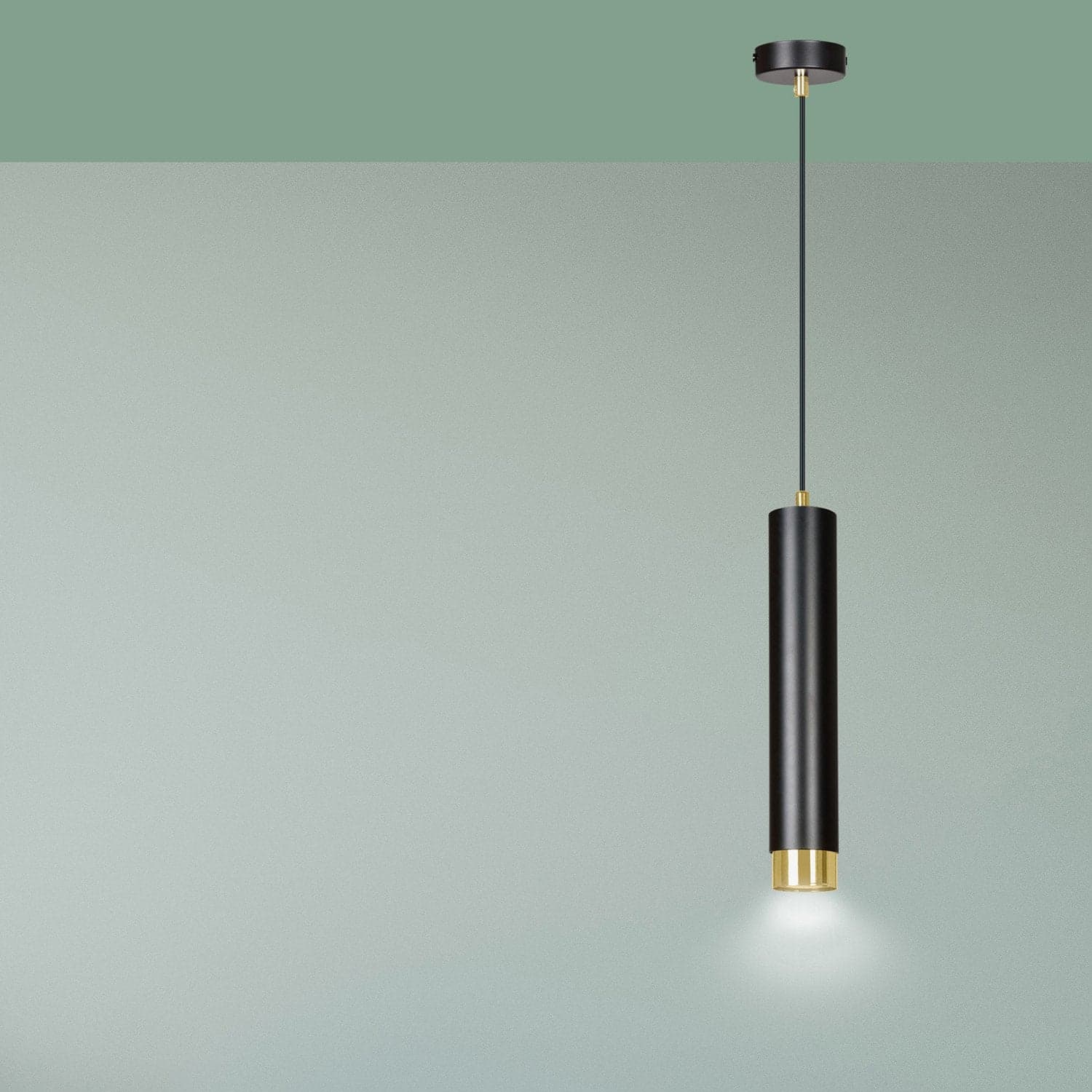 Sospensione 1 Luce Kibo In Acciaio Nero Con Tubolare In Nero E Oro in Lampade a sospensione LuceArt - Montecorvino Pugliano, commercioVirtuoso.it