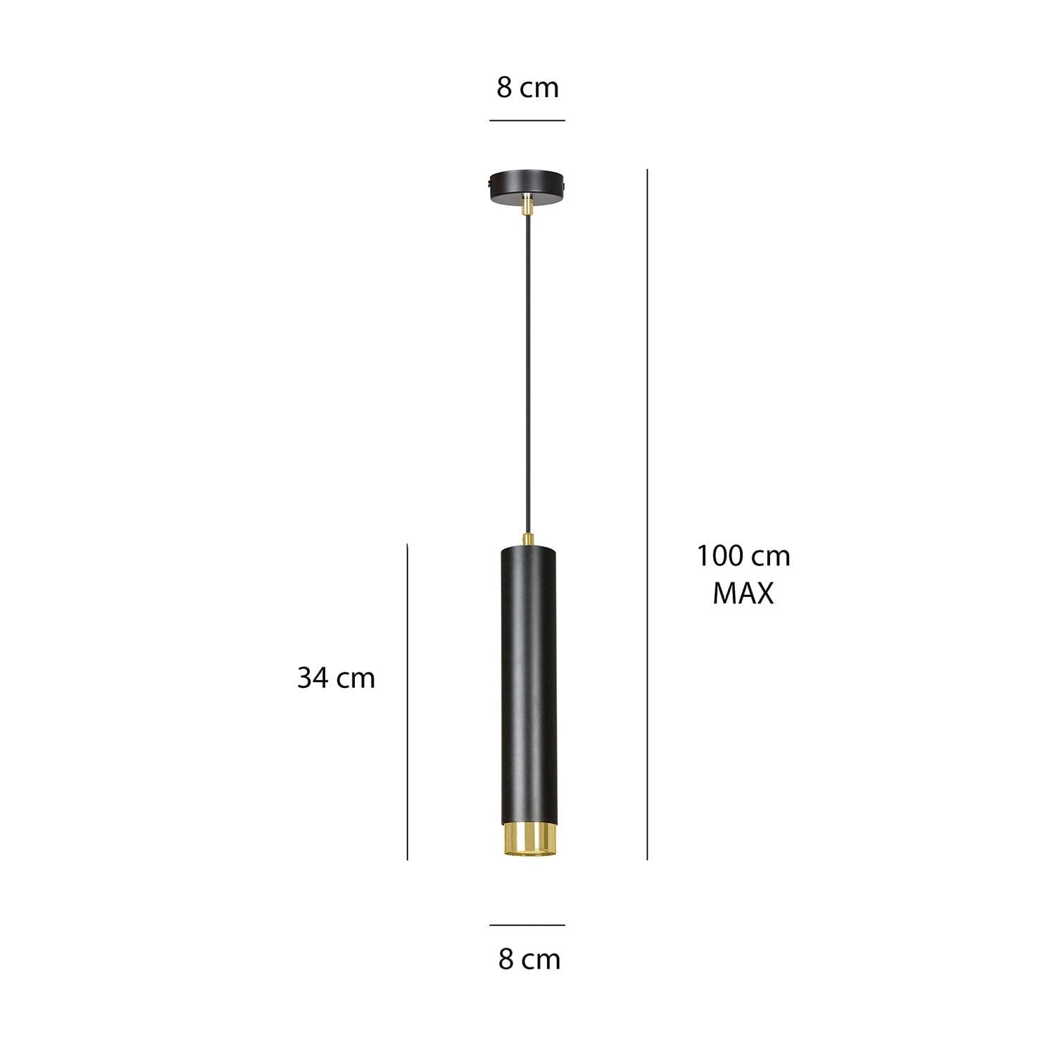Sospensione 1 Luce Kibo In Acciaio Nero Con Tubolare In Nero E Oro in Lampade a sospensione LuceArt - Montecorvino Pugliano, commercioVirtuoso.it