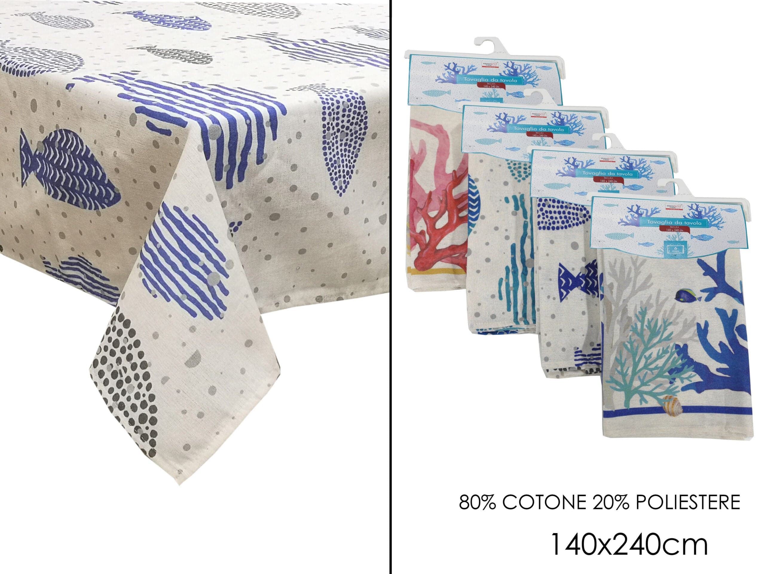 Tovaglia 140x240cm Pesci/Coralli