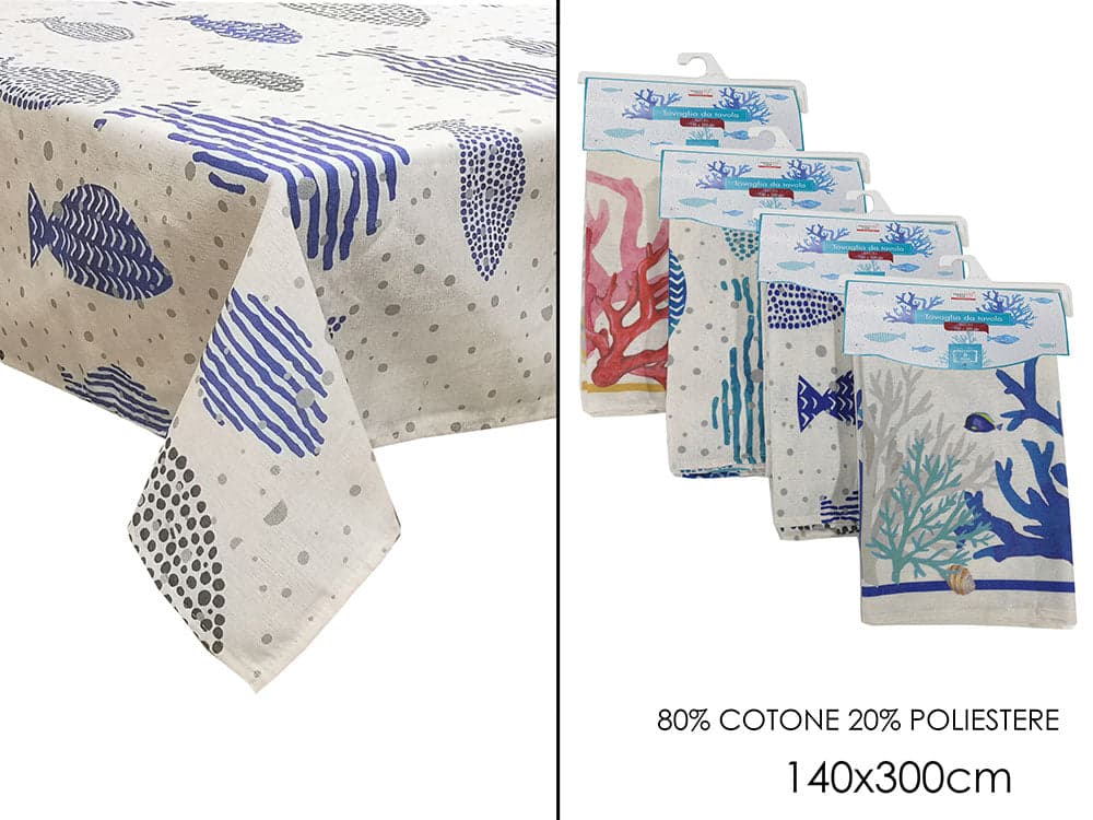 Tovaglia 140X300CM con Decorazione Pesci e Coralli 4 Assortimenti in Tovaglie Save The Money - Rimini, commercioVirtuoso.it