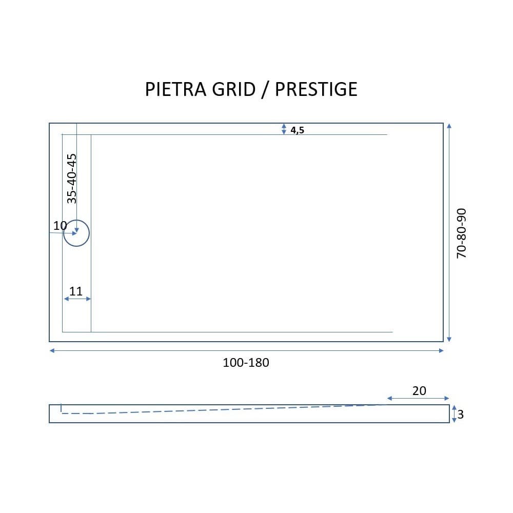 Piatto doccia in marmo resina Bianco pietra cemento GRID in Box doccia Mondialshop - Parabiago, commercioVirtuoso.it