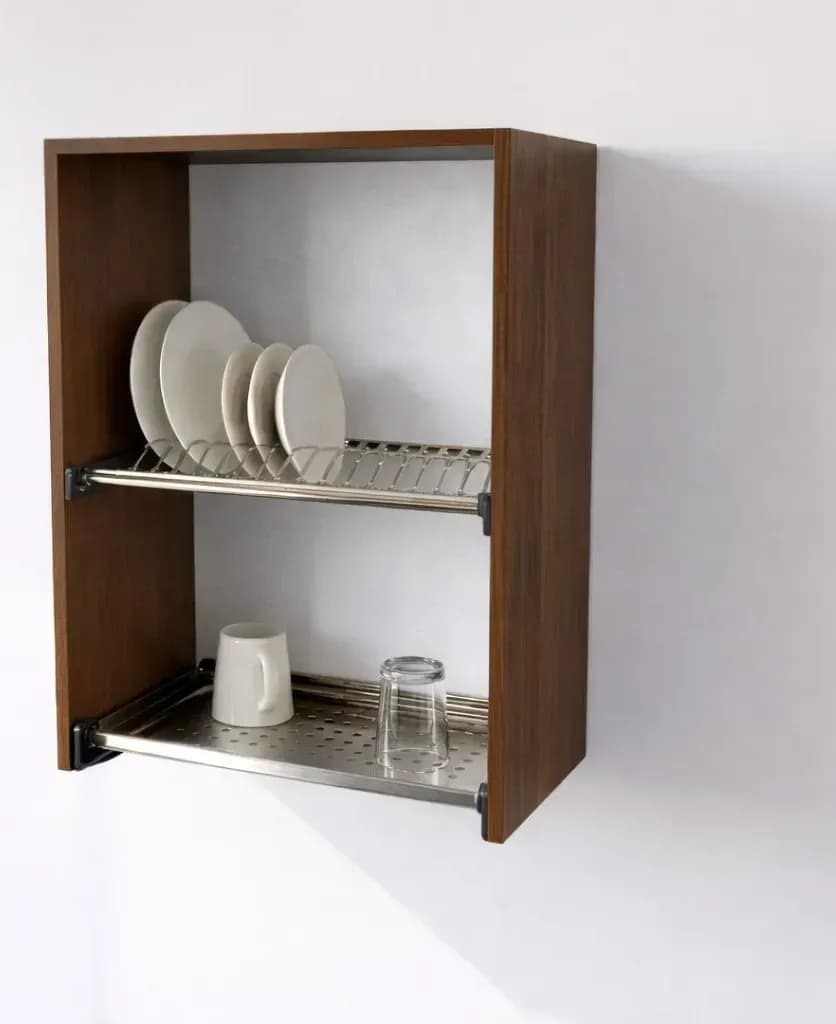 Pensile Scolapiatti Cucina con Ante in Legno Nobilitato Noce Altezza 72 cm in prodotto Calandrelli - Napoli, commercioVirtuoso.it