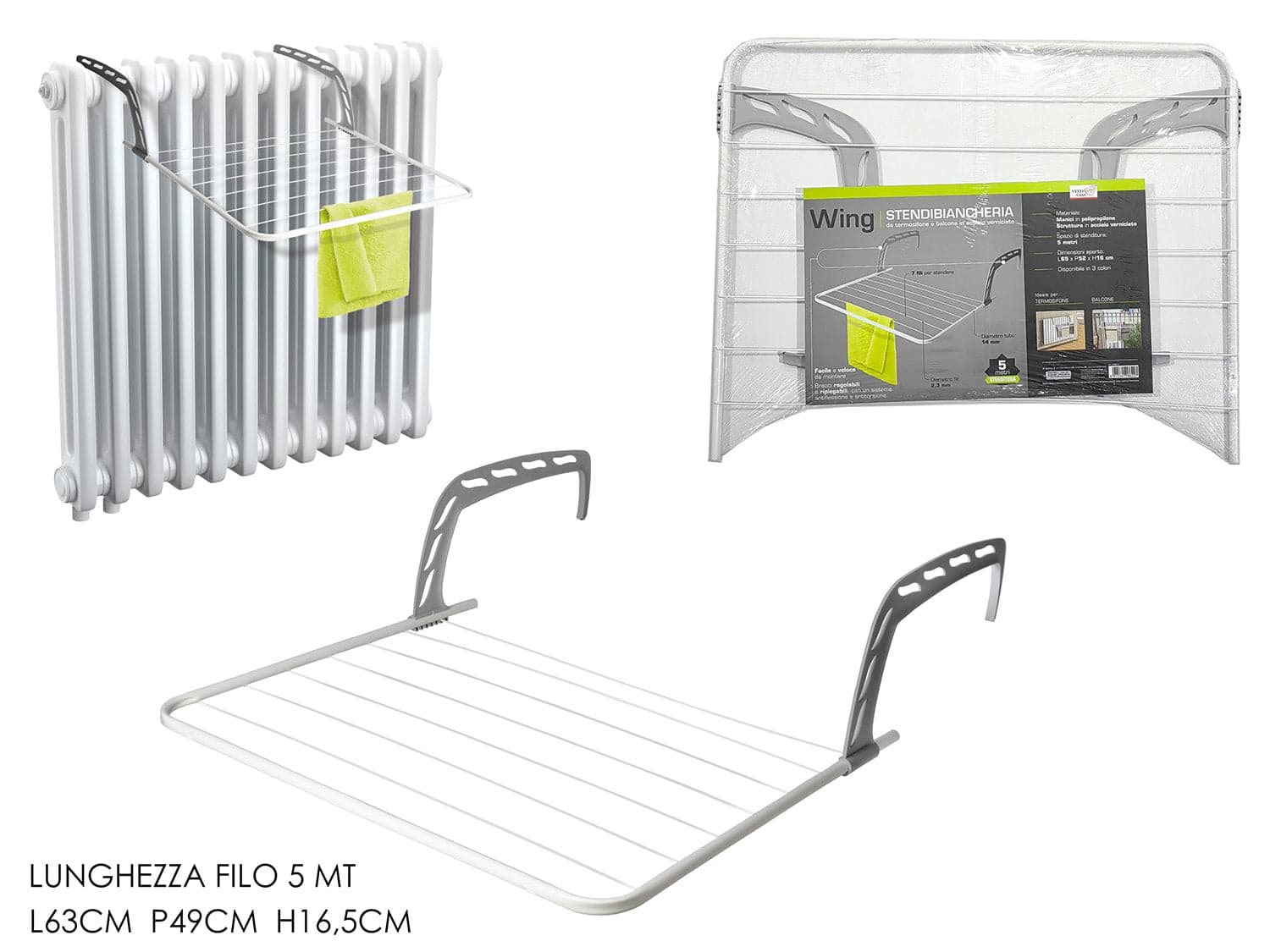 Stendino da Balcone "Wing" 5 MT in Fili stendibiancheria Save The Money - Rimini, commercioVirtuoso.it