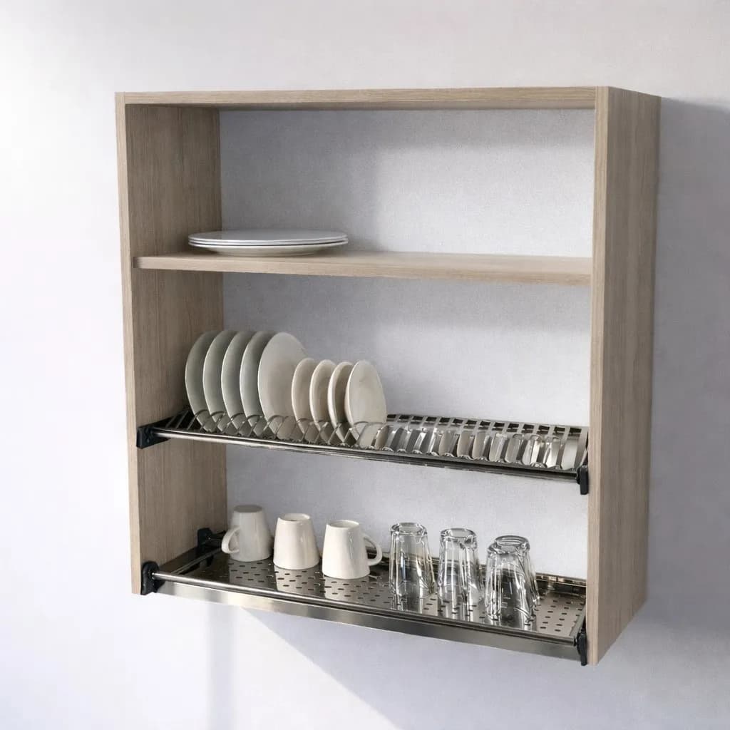 Pensile Scolapiatti Cucina con Ante in Legno Nobilitato Olmo Altezza 90 cm in prodotto Calandrelli - Napoli, commercioVirtuoso.it
