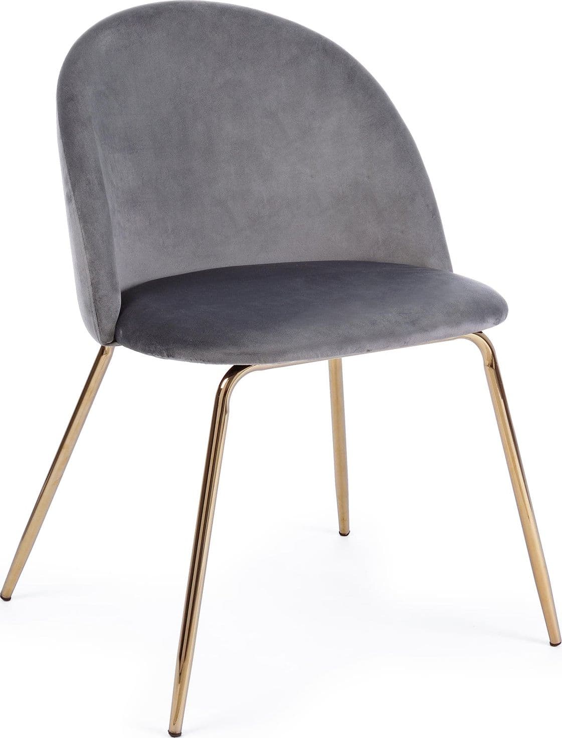 Sedia "Tanya" in velluto Grigio Scuro e gambe ottone h 77 cm arredamento moderno – Confezione da 1 pezzo – Andrea Bizzotto