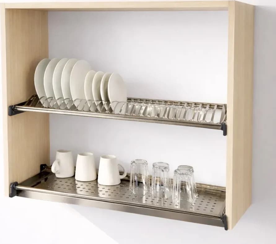Pensile Scolapiatti Cucina con Ante in Legno Nobilitato Rovere Altezza 72 cm in prodotto Calandrelli - Napoli, commercioVirtuoso.it