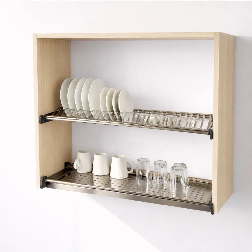 Pensile Scolapiatti Cucina con Ante in Legno Nobilitato Rovere Altezza 72 cm in prodotto Calandrelli - Napoli, commercioVirtuoso.it