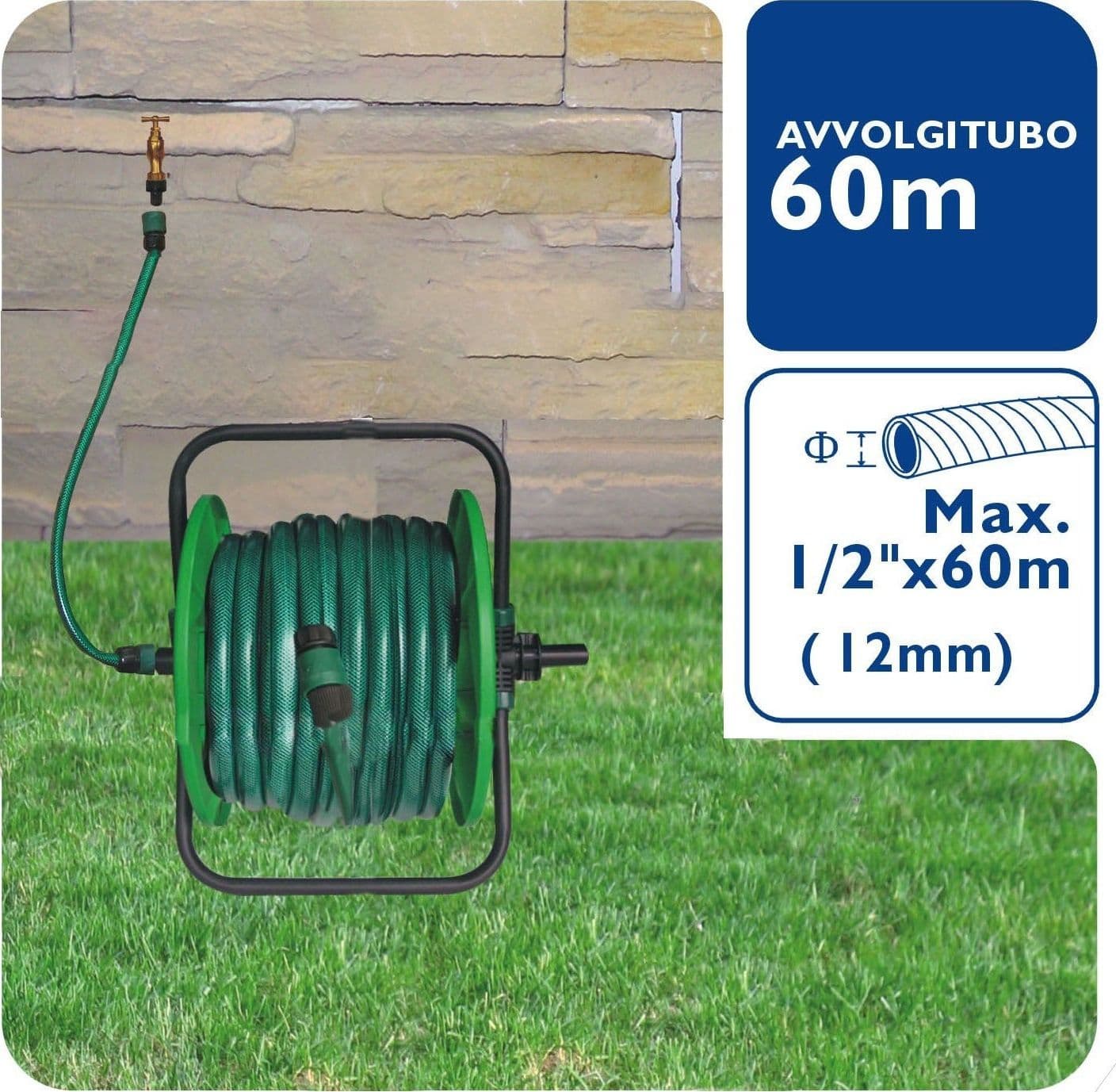 Avvolgitubo da giardino portatile capacità 60m in Avvolgitubo GardenStore - Novellara, commercioVirtuoso.it