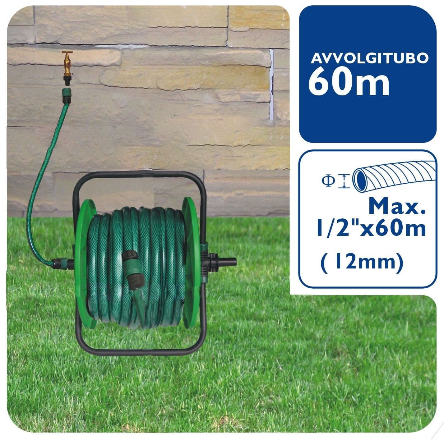 Avvolgitubo da giardino portatile capacità 60m in Avvolgitubo GardenStore - Novellara, commercioVirtuoso.it