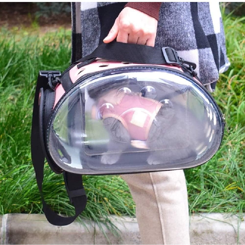 Trasportino per cane gatto Trasparente con Maniglia Tracolla 37x17 H22cm Rosa in Borse Danyx - Casoria, commercioVirtuoso.it